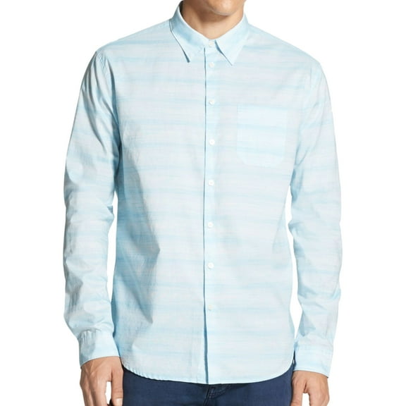 DKNY Mens Space Dye Button Up Shirt, Blue, XX-Large