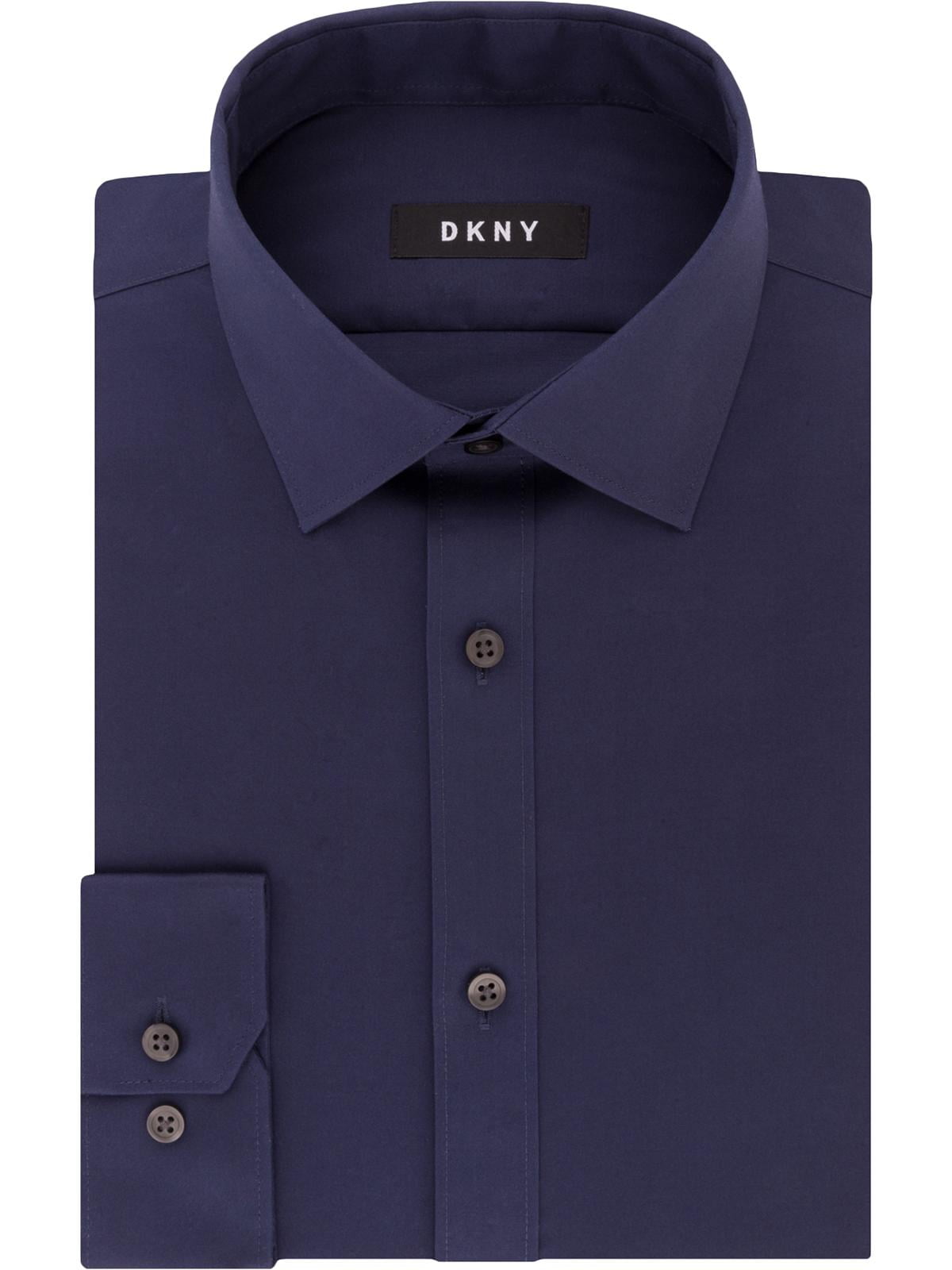 DKNY Mens Navy Collared Slim Fit Dress Shirt 18- 34/35 - Walmart.com