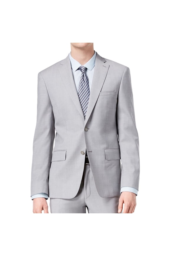 Mens Stretch Two Button Blazer Jacket, Grey, 38 Long