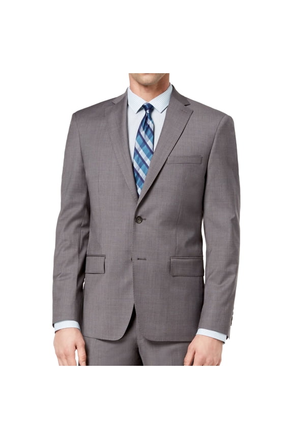 Mens Stretch Two Button Blazer Jacket, Grey, 44 Regular