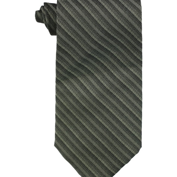 DKNY Mens Stripe Self-tied Necktie, Green, One Size