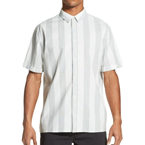 DKNY Mens Striped Button Up Shirt, Grey, Small