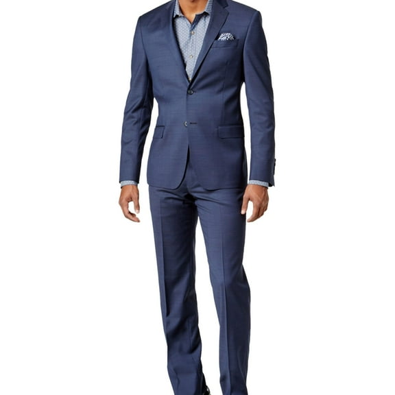 DKNY Mens Tow Piece Formal Tuxedo, Blue, 40 Regular / 33W x 37L