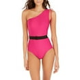 thumbnail image 1 of DKNY ORCHID Belted One-Shoulder Tummy-Control One-Piece Swimsuit, US 16, 1 of 3