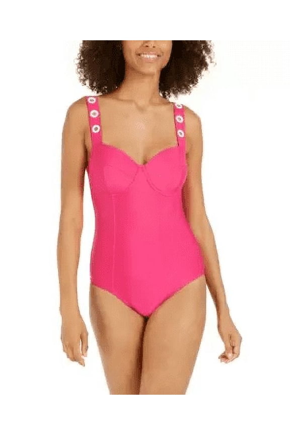 ORCHID Grommet Balconette Underwire One-Piece Swimsuit, US 14