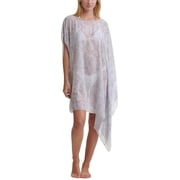 DKNY PEARL GREY Asymmetrical Chiffon Caftan Swim Cover-Up, US Large/X-Large
