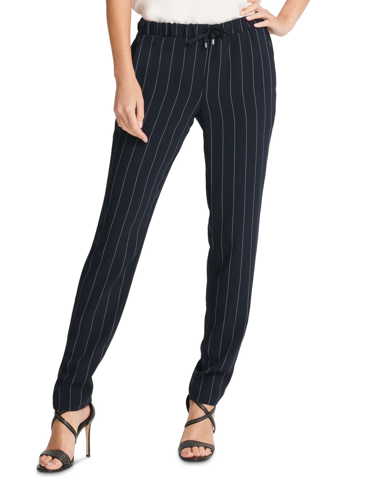 DKNY Pinstriped Pull On Pants Blue S