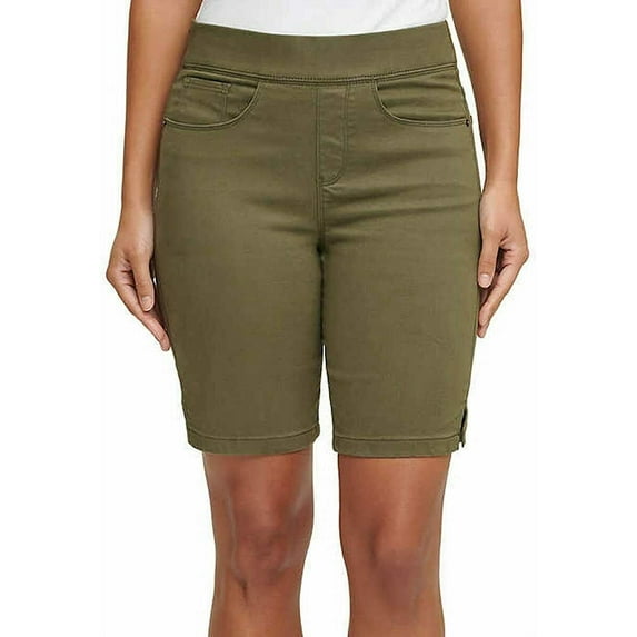DKNY Pull-On Bermuda Shorts, Olive Small, ( Women's)