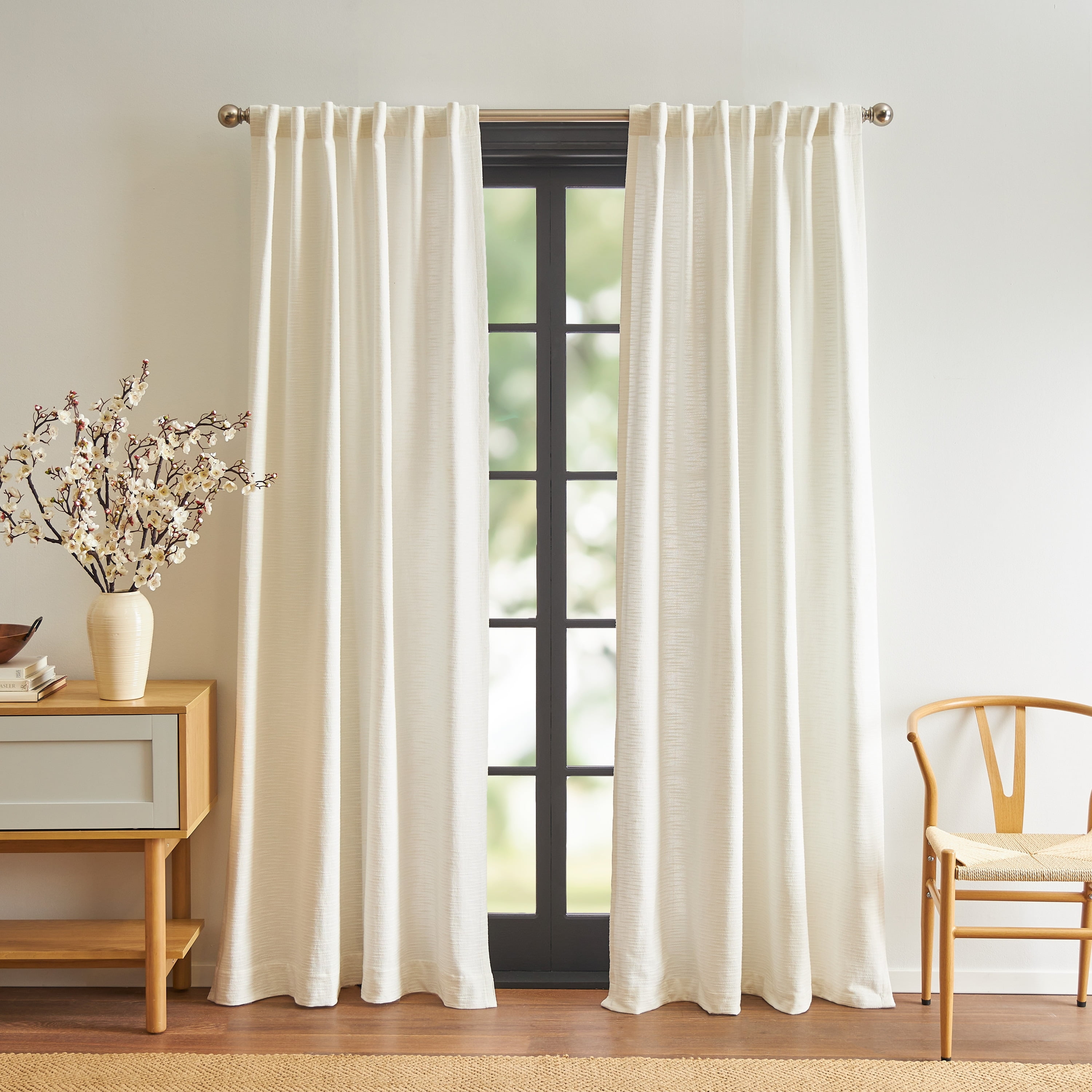 dkny white textured curtains