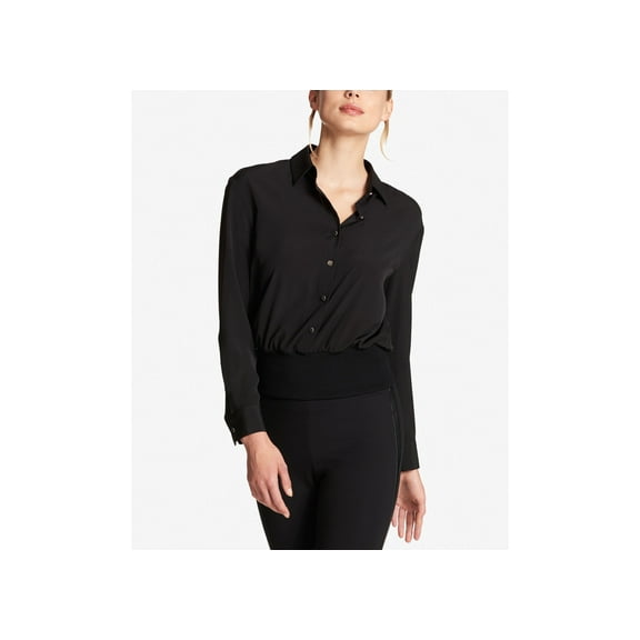 DKNY Ribbed Hem Shirt Black M