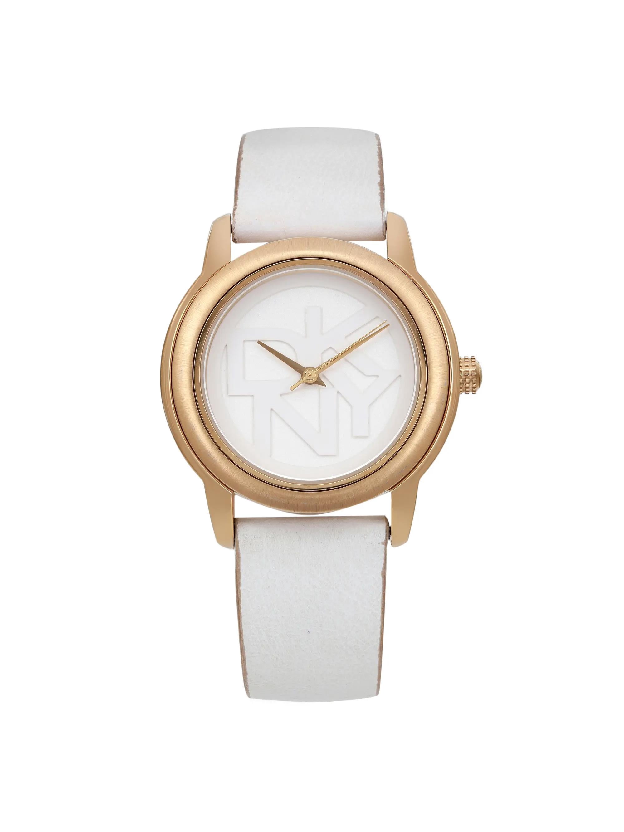 DKNY Womens Gold Tone Chronograph Watch 38mm MOP Date Dial White Silicone Strap Dkny Women main image 2