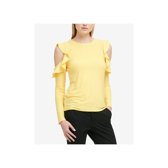 DKNY Ruffled Cold Shoulder Top Sun L