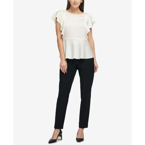 DKNY Ruffled Flowy Top Eggshell S