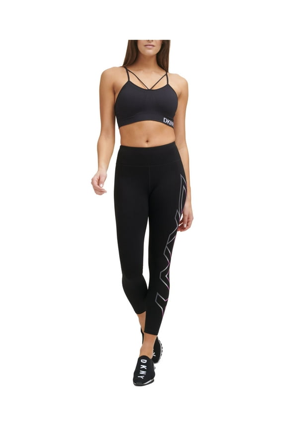 SPORT Womens Black Logo Graphic Active Wear High Waist Leggings XS