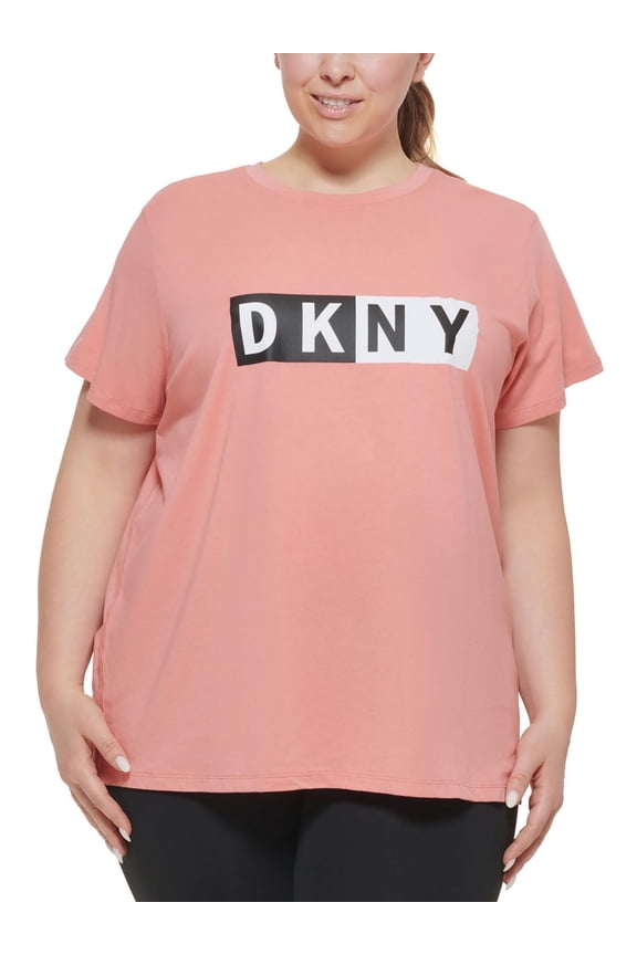 SPORT Womens Coral Logo Graphic Short Sleeve Crew Neck T-Shirt Plus 3X