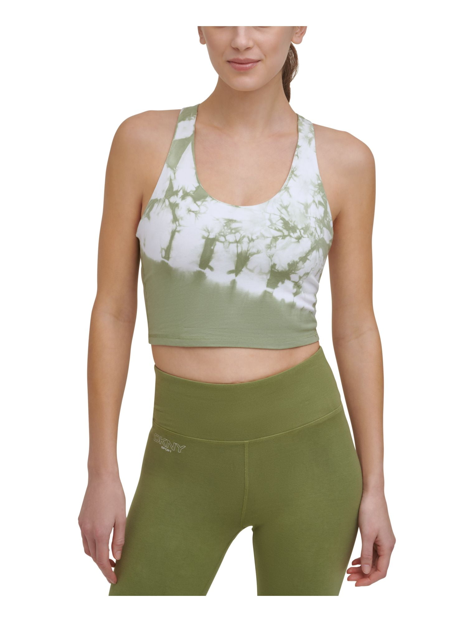 Dkny Sport Women's Tie-Dyed Long-Line Sports Bra Green Size S MSRP $45 