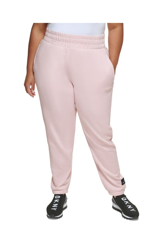 SPORT Womens Pink Pocketed Pull On Elastic Waist Jogger Cuffed Pants Plus 2X