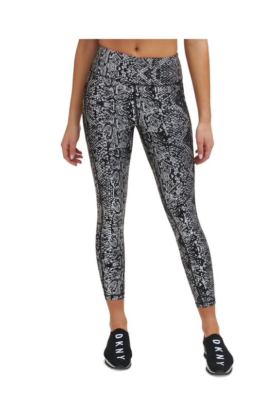 SPORT Womens Silver Stretch Pocketed 7/8 Length Moisture Wicking Animal Print Active Wear High Waist Leggings XS