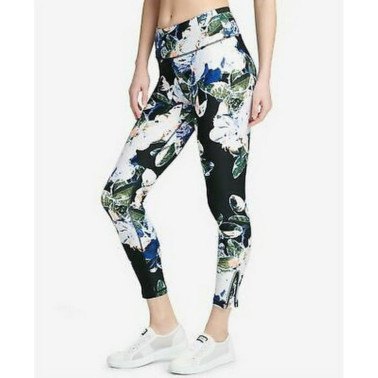 DKNY Sport Luminescence Printed High Rise Ankle Leggings, Size Large