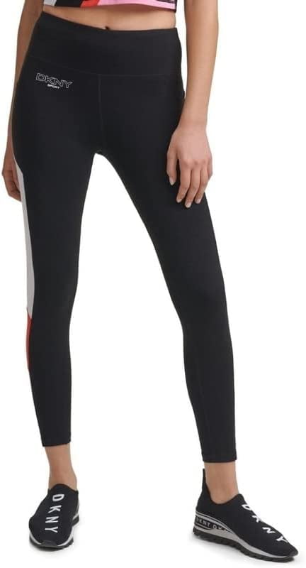 DKNY Sport Women's Colorblocked 7/8 Length Leggings (Hibiscus/Bubblegum,  Medium)
