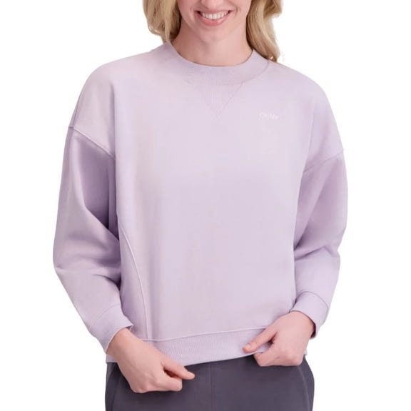DKNY Sport Women's Logo Fleece Crewneck - Purple - Small