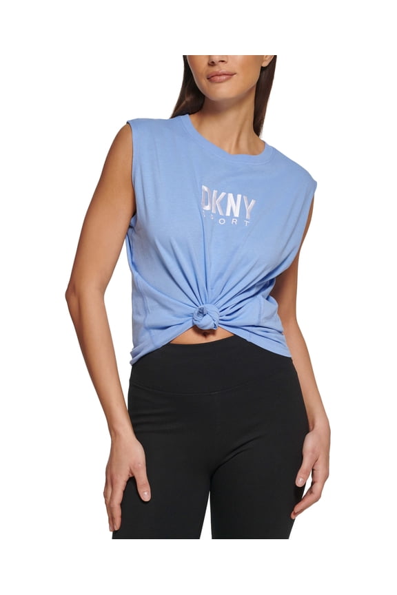 Sport Womens Cotton Embroidered Logo Muscle Tank Top Hydrangea L