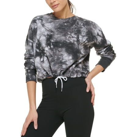 DKNY Sport Womens Cotton Tie Dyed Sweatshirt Sweats Black S