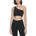 thumbnail image 1 of DKNY Sport Womens Double Layer One Shoulder Mesh Combo Bralette Black L, 1 of 3