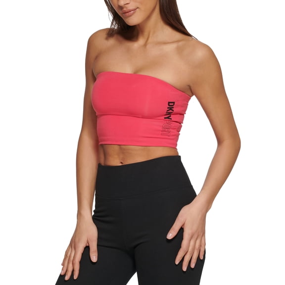 DKNY Sport Womens Exploded Sport Outline Logo Tube Top Fiery Pink S