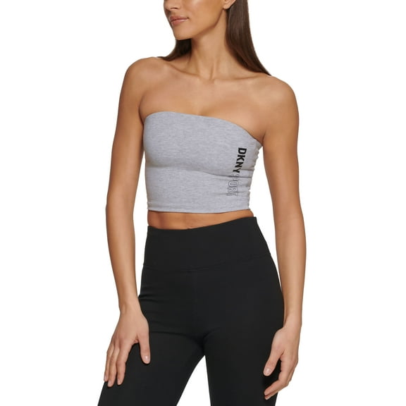 DKNY Sport Womens Exploded Sport Outline Logo Tube Top Pearl Grey Heather L