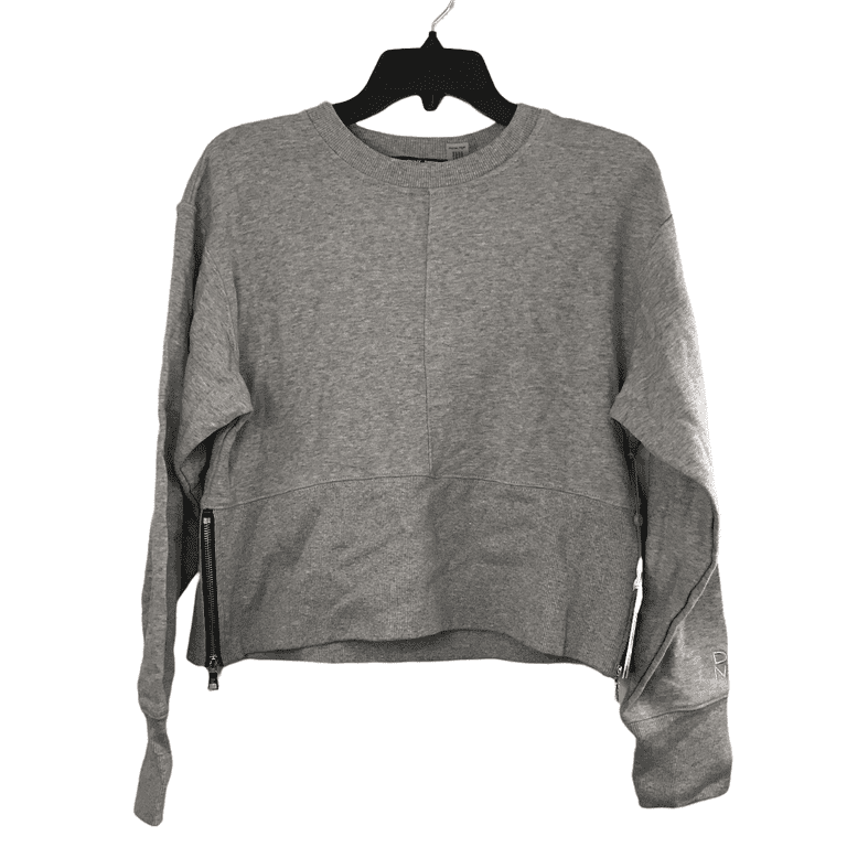 DKNY Sport Womens Gray Cotton Side-Zip Cropped Gym Training Sweatshirt Sz S  $69