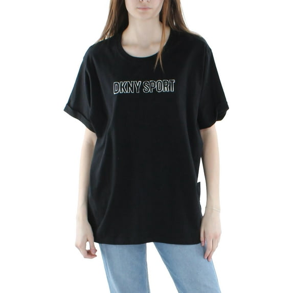 DKNY Sport Womens Plus Cotton Fitness Pullover Top