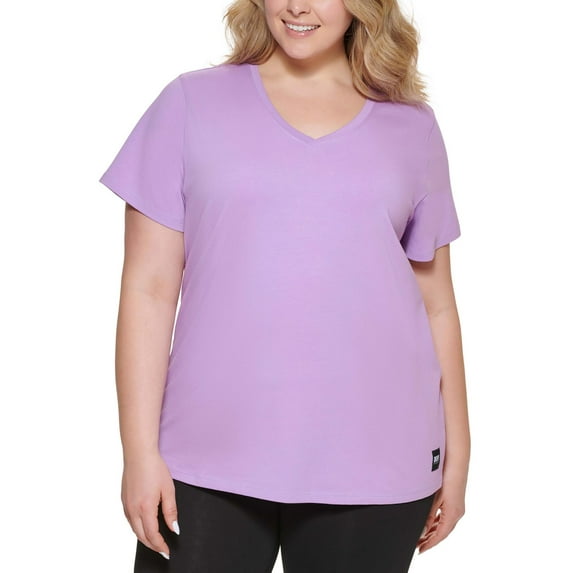 DKNY Sport Womens Plus Wicking Stretch Workout Pullover Top Wild Violet 3X