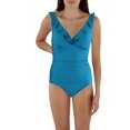 thumbnail image 1 of DKNY Swim Womens Ruffled Ruched One-Piece Swimsuit, 1 of 1