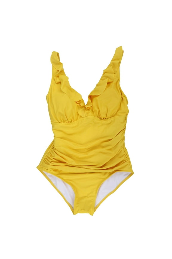 Women's Ruffle Underwire Tummy Control One-Piece Swimsuit (14, Cumin)