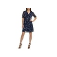 thumbnail image 1 of DKNY Tie-Neck Shift Dress Navy Multi 2, 1 of 1