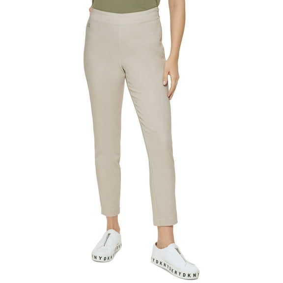 DKNY Twill Side Zip Ankle Pants Taupe 12