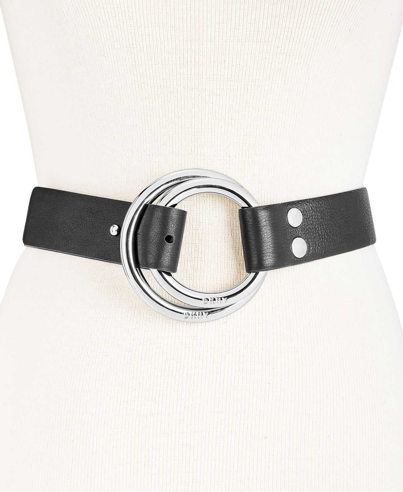 Dkny Silver and Black Leather Women\'s Belt DKNY Women’s Studded Pant Belt, Black, Medium  main image 2