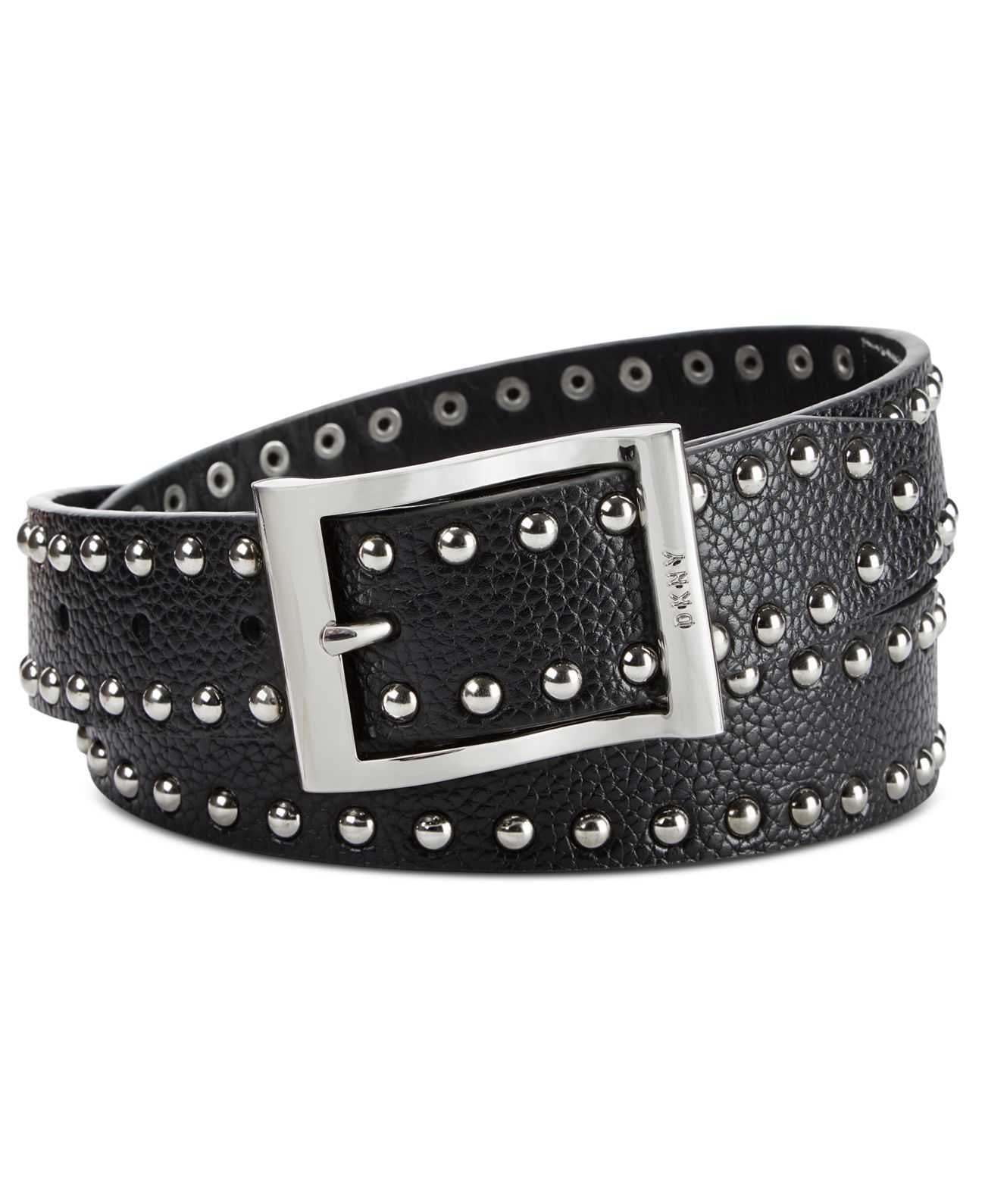 DKNY studded belt DKNY Womens Small Pebble Studded Belt Olive Green Faux  main image 2