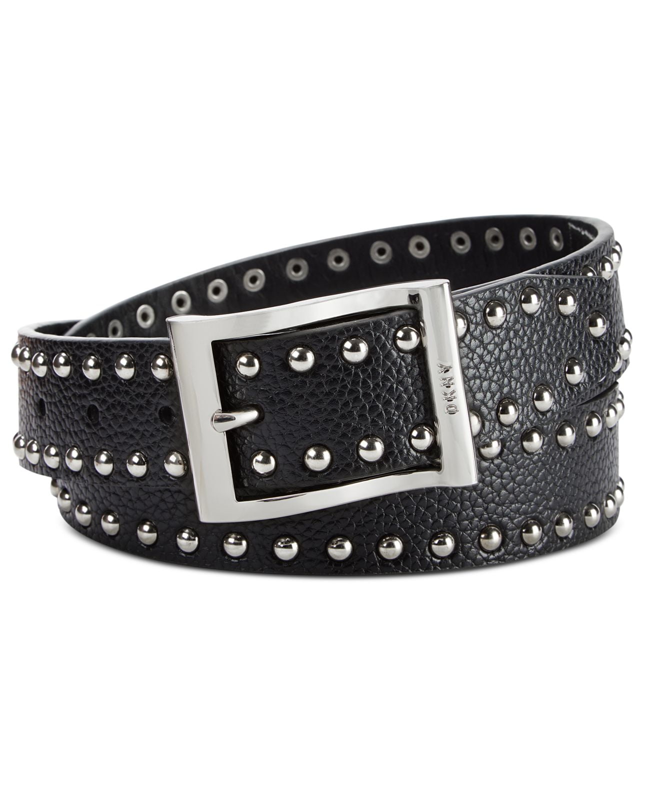 DKNY Women’s Studded Pant Belt, Black, Medium 