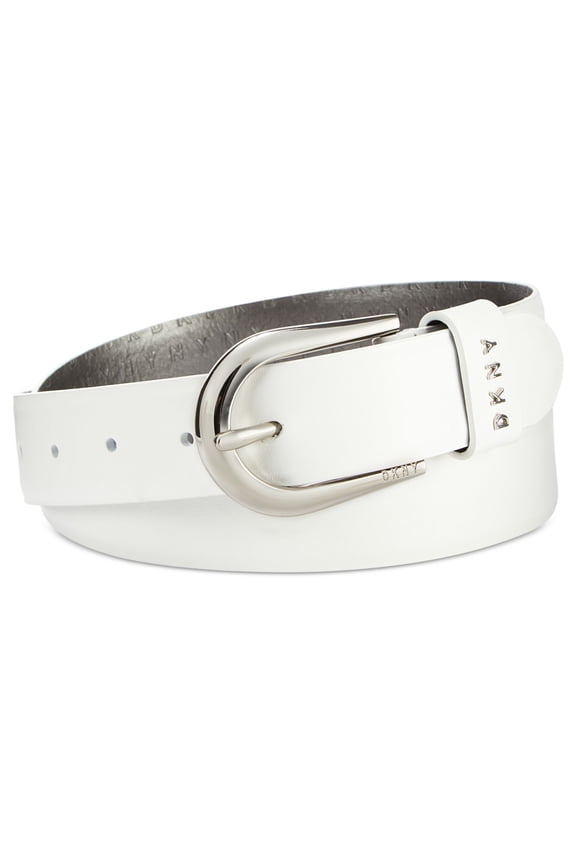 Women’s With Metal Logo Letters Belt, White, Small