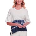 thumbnail image 1 of DKNY Women's Ribbed Cotton Tie-Dye Sweater (XS, Ivory Ink Multi), 1 of 2