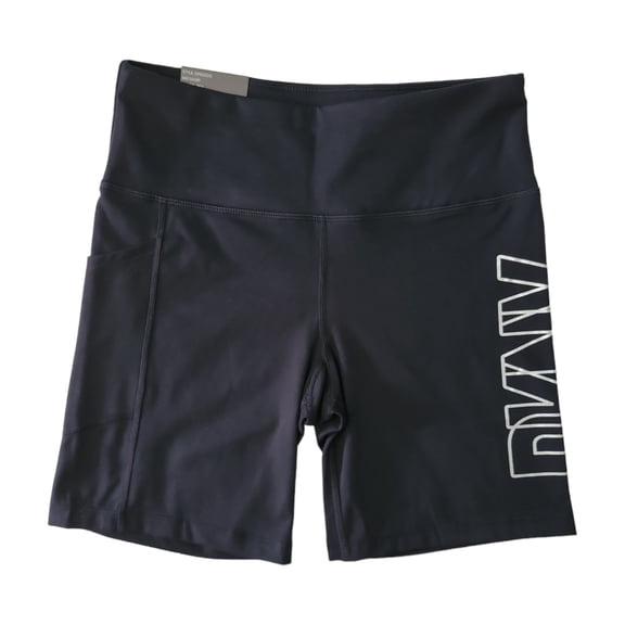 DKNY Women's 7" Inseam High Rise Stretch Bike Short (Metallic Logo, XS)