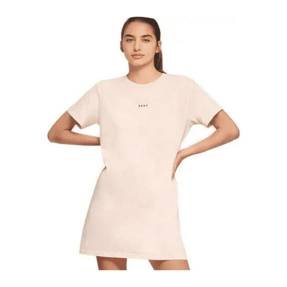 DKNY Women's Acid Wash Short Sleeve T-Shirt Dress (Rosewater, Size M)