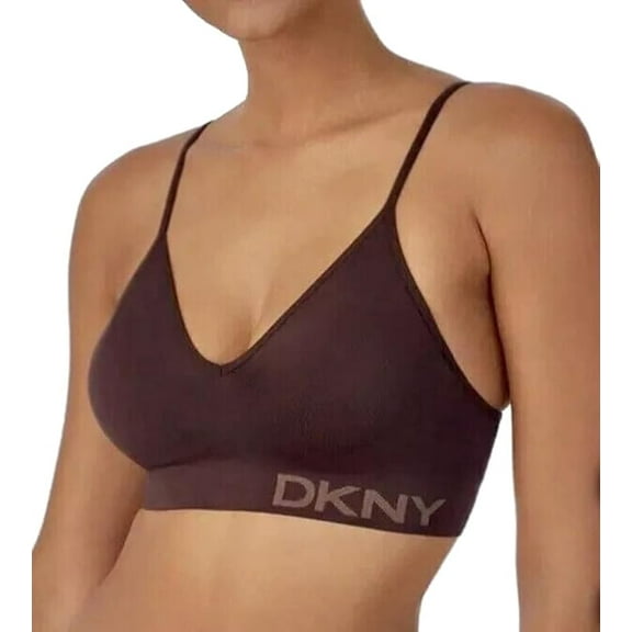 DKNY Women's Adjustable Seamless Bra, Soft Stretch Fabric, 2-Pack | Java/Pearl Pink