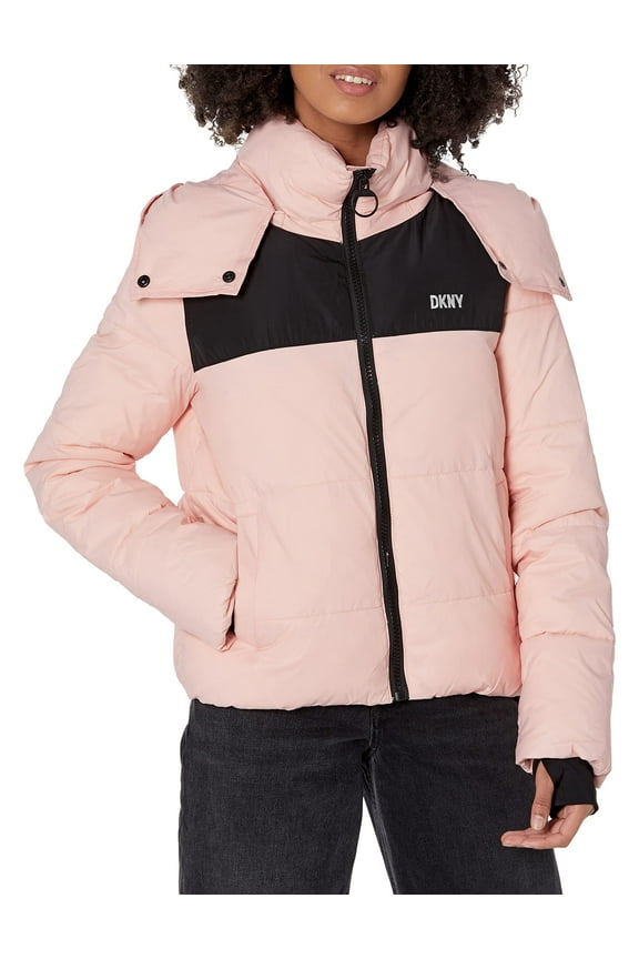 Women's Colorblock Logo Puffer W/Removeable Jacket, Rosewater, Large