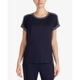 thumbnail image 1 of DKNY Women’s Contrast-Trim Pajama Tops, Navy, Medium, 1 of 3