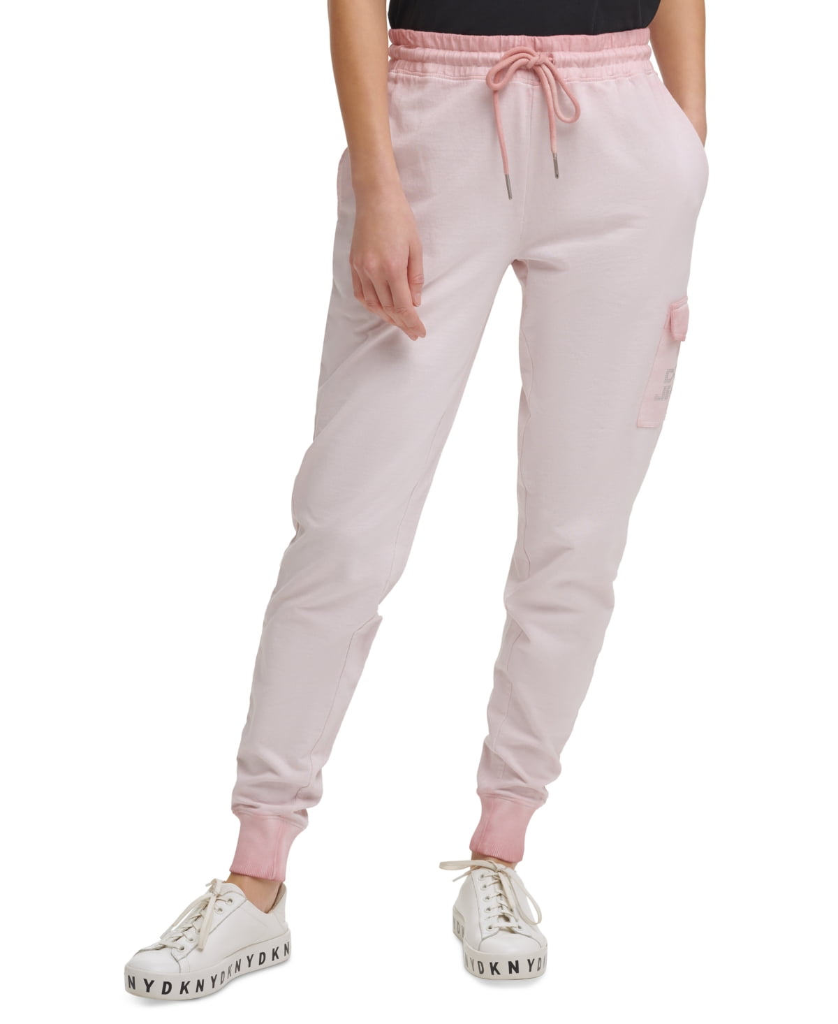DKNY Women's Cotton Cargo Jogger Pants Pink Size Large