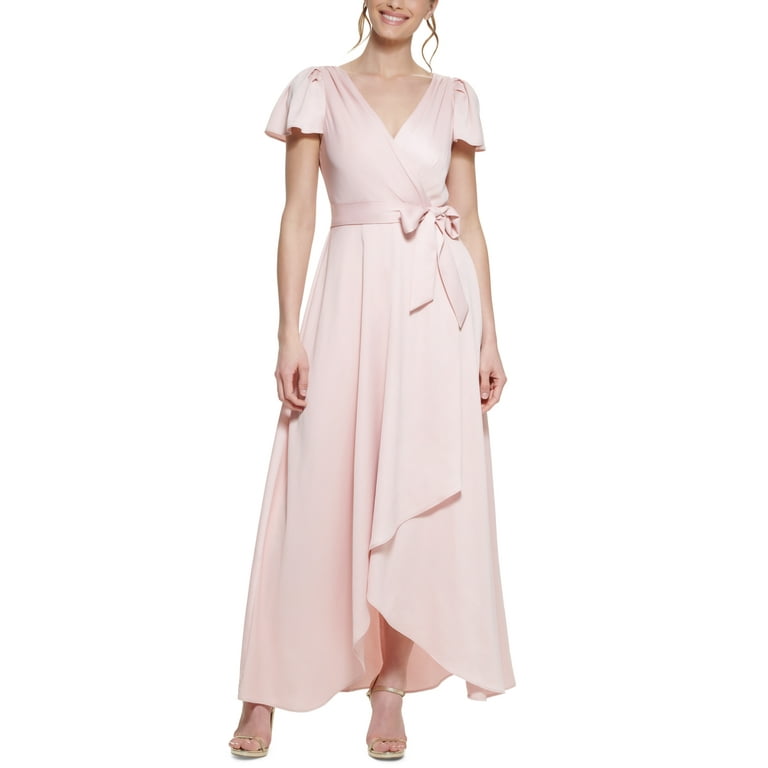 DKNY Women s Crepe Back Satin Flutter Sleeve Dress Pink Size 10 Walmart