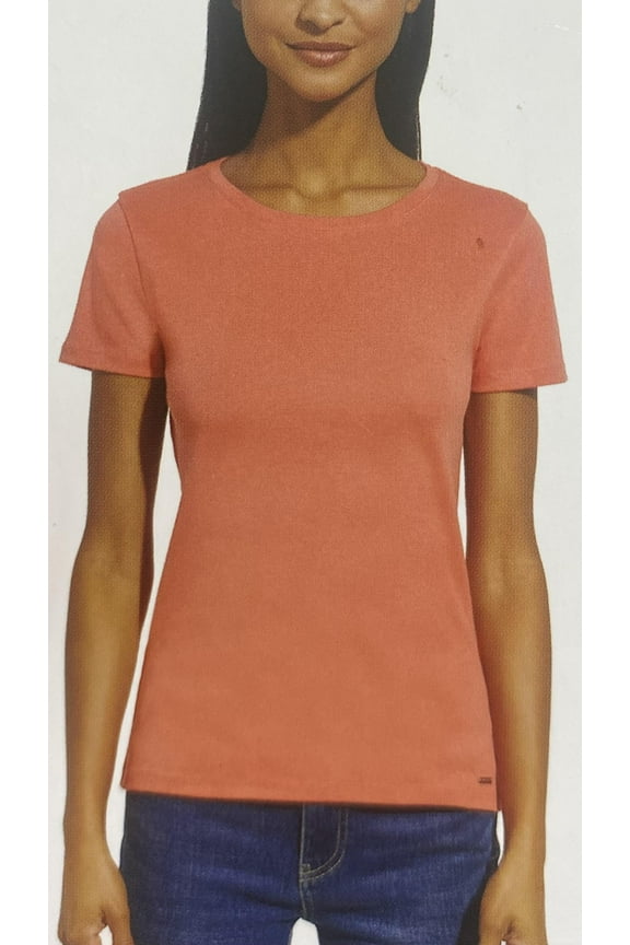 DKNY Women's Crewneck Short Sleeve T-Shirt, Coral Large
